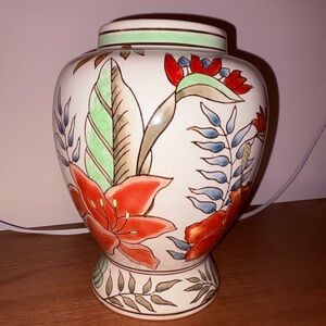 Floral Ceramic Vase - Red and Green